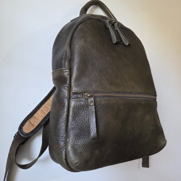 EUC DULUTH TRADING CO LIFETIME LEATHER PREMIUM FULL GRAIN COWHIDE BACKPACK GREEN - Picture 3 of 16